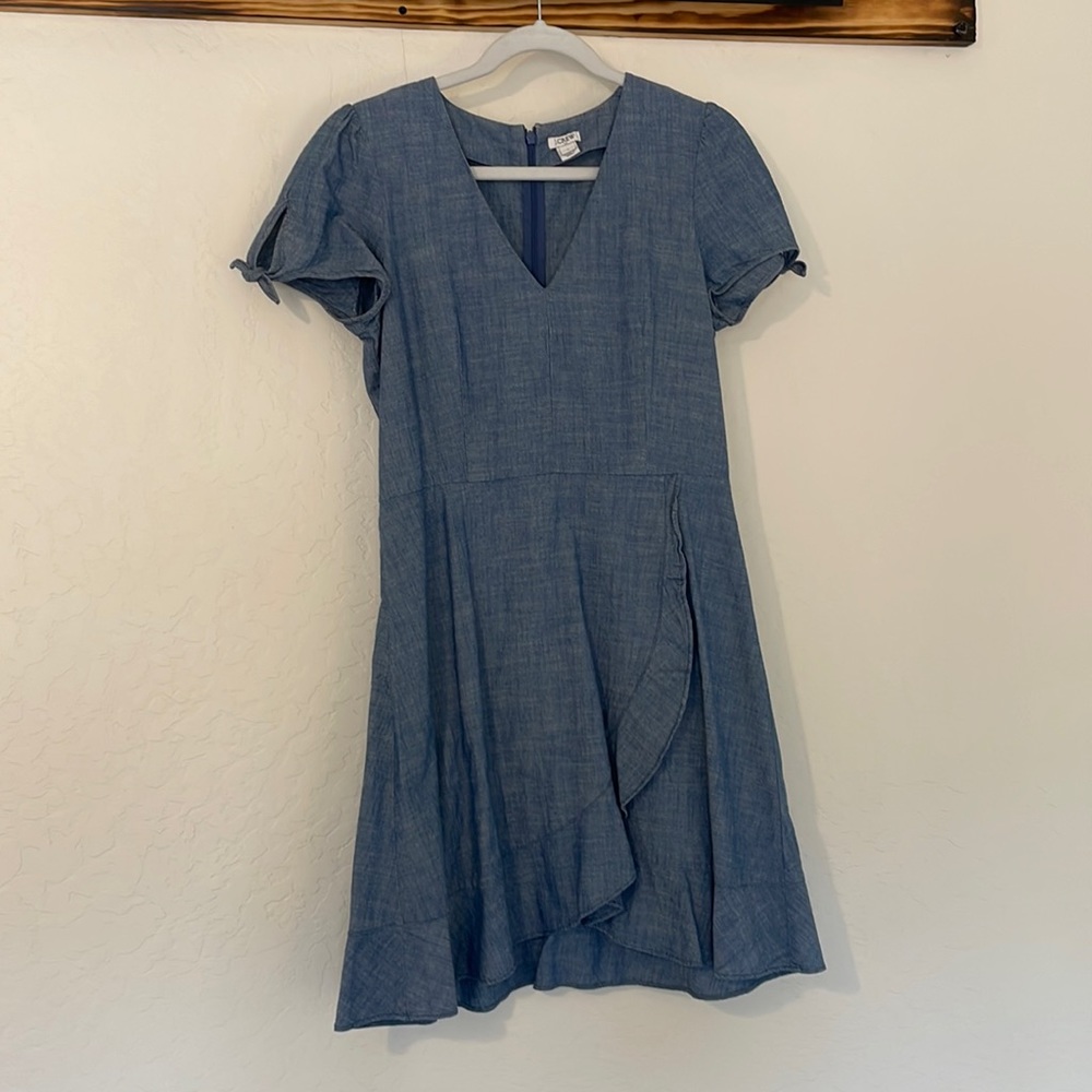 J.Crew Factory Faux Wrap Chambray Dress